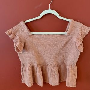 Peach Off-the Shoulder Crop Blouse